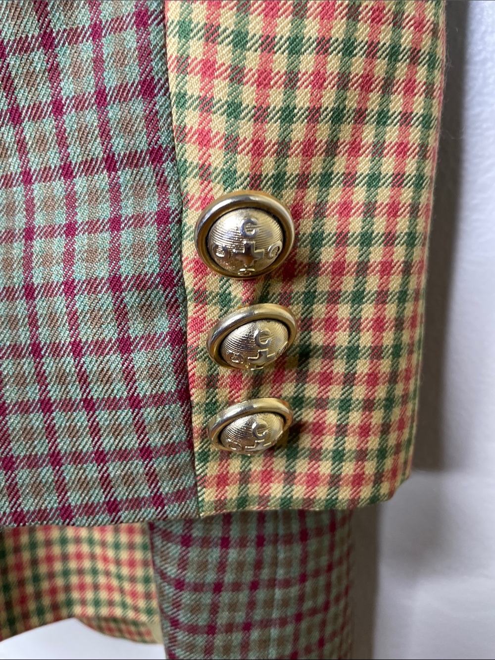 RARE 90’s MOSCHINO Cheap & Chic PUZZLE Blazer Italian Virgin Wool Plaid 8 - Picture 9 of 16
